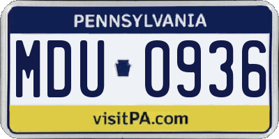 PA license plate MDU0936