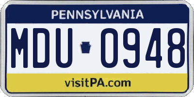 PA license plate MDU0948