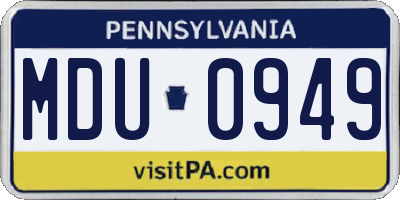 PA license plate MDU0949