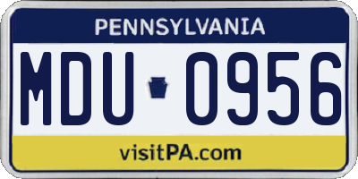 PA license plate MDU0956