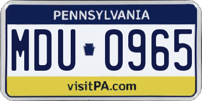 PA license plate MDU0965