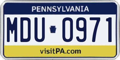 PA license plate MDU0971