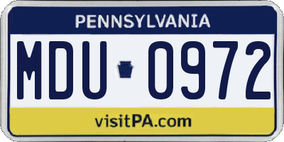 PA license plate MDU0972
