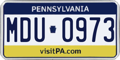PA license plate MDU0973