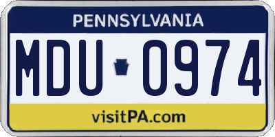 PA license plate MDU0974
