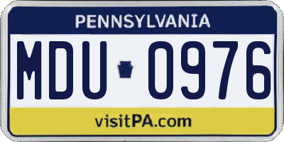PA license plate MDU0976