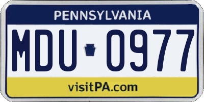 PA license plate MDU0977