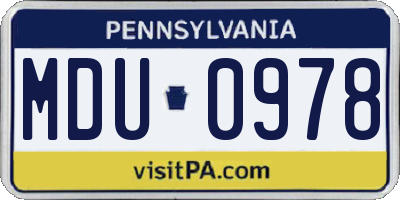 PA license plate MDU0978