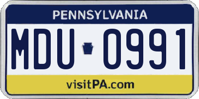 PA license plate MDU0991