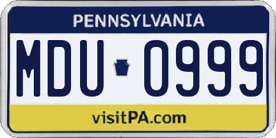 PA license plate MDU0999