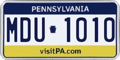 PA license plate MDU1010