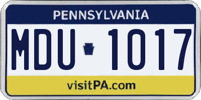 PA license plate MDU1017