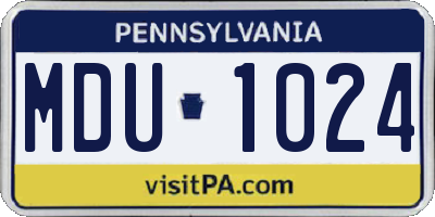 PA license plate MDU1024