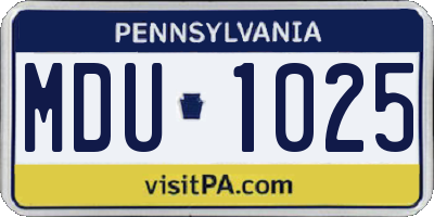 PA license plate MDU1025