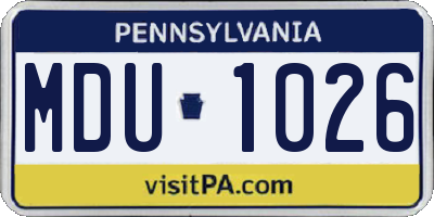 PA license plate MDU1026