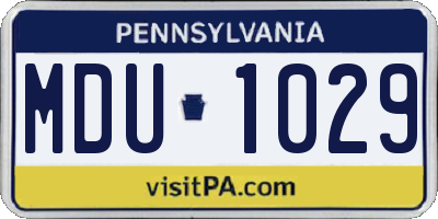 PA license plate MDU1029