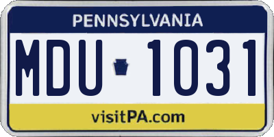 PA license plate MDU1031