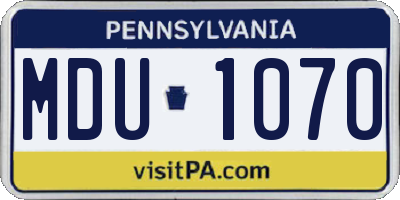 PA license plate MDU1070