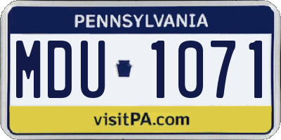 PA license plate MDU1071