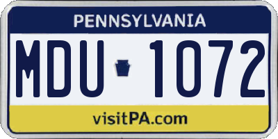 PA license plate MDU1072