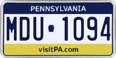 PA license plate MDU1094