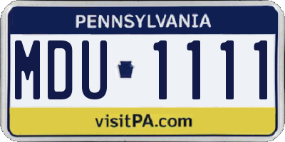 PA license plate MDU1111