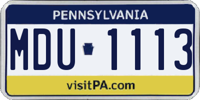 PA license plate MDU1113