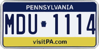 PA license plate MDU1114