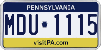 PA license plate MDU1115