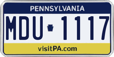 PA license plate MDU1117