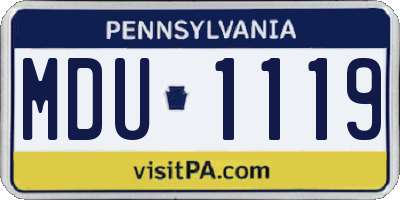 PA license plate MDU1119