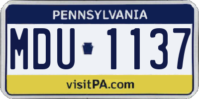 PA license plate MDU1137