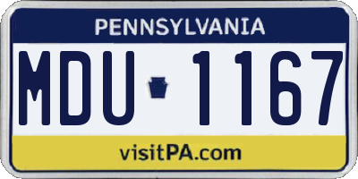 PA license plate MDU1167