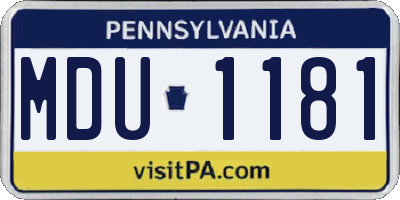 PA license plate MDU1181