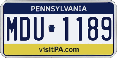 PA license plate MDU1189