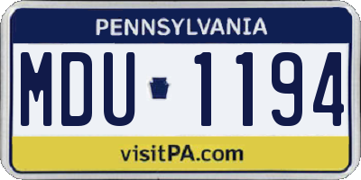 PA license plate MDU1194