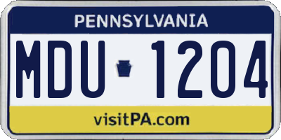 PA license plate MDU1204