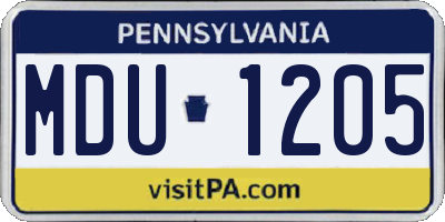 PA license plate MDU1205