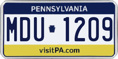 PA license plate MDU1209