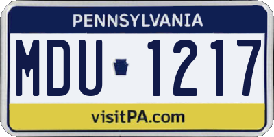 PA license plate MDU1217