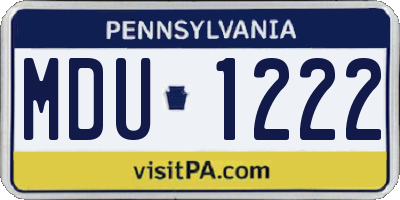 PA license plate MDU1222