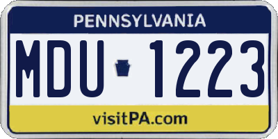 PA license plate MDU1223
