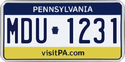 PA license plate MDU1231