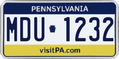 PA license plate MDU1232