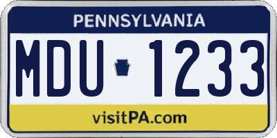 PA license plate MDU1233
