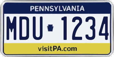 PA license plate MDU1234