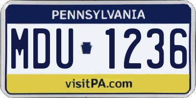 PA license plate MDU1236
