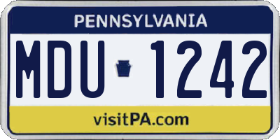 PA license plate MDU1242
