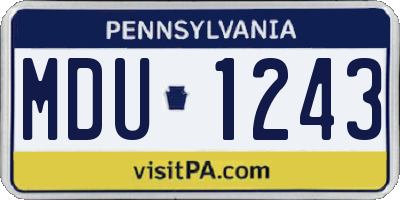 PA license plate MDU1243