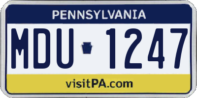 PA license plate MDU1247